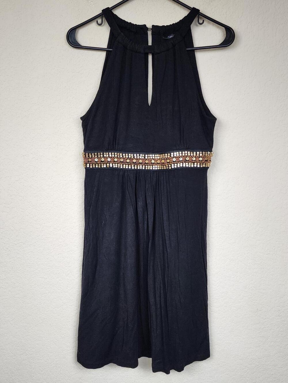 Apt. 9 Black Sleeveless Dress with Embellished Waistband, M